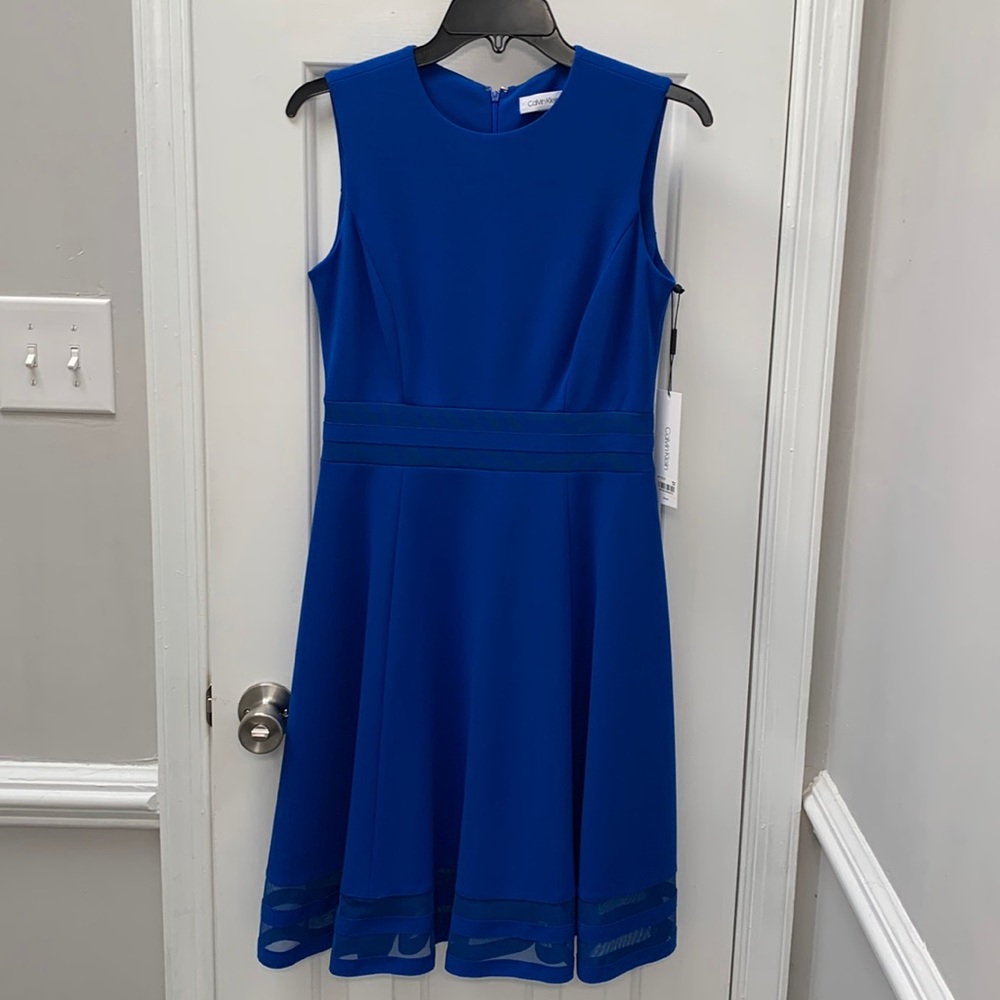 Blue Calvin Klein cocktail dress
